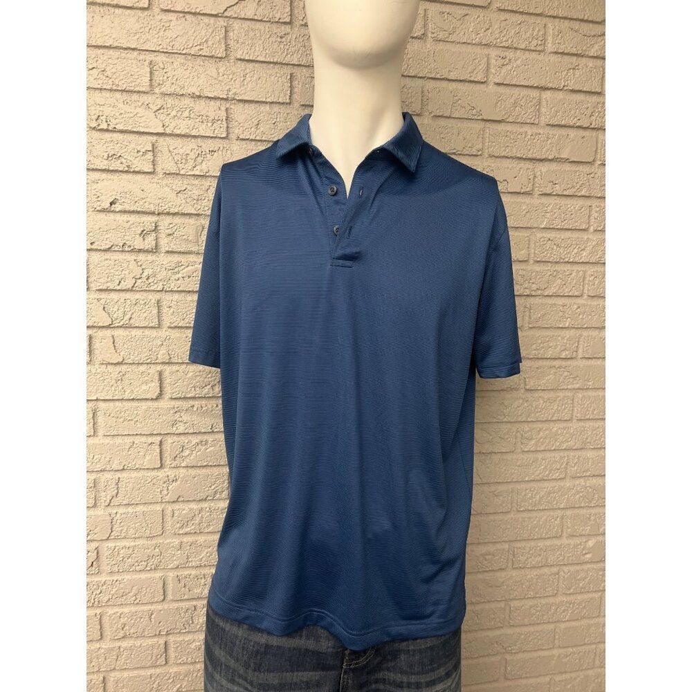 Callaway Opti-Dri Men Blue Striped Polo Shirt Size L